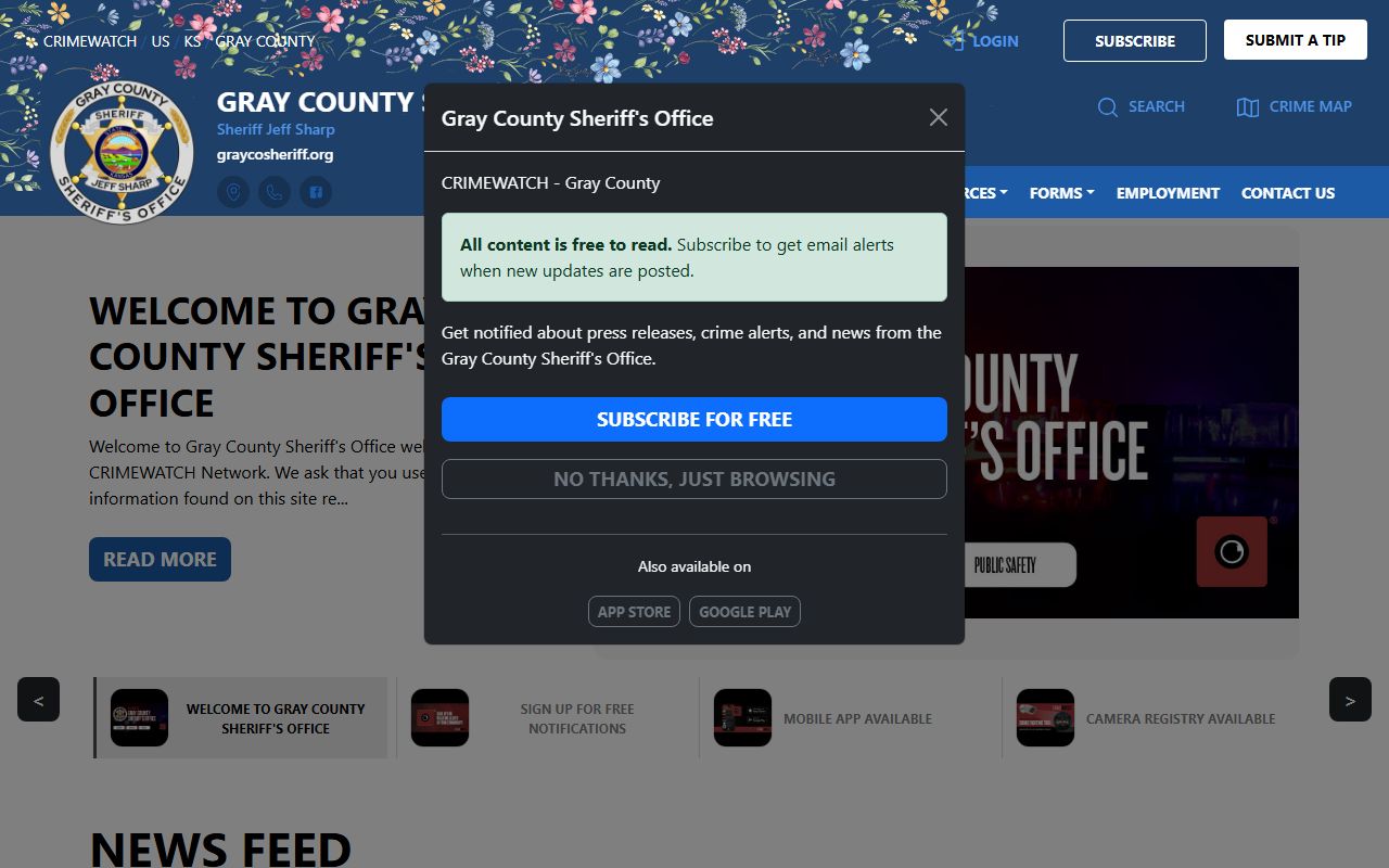 Gray County CRIMEWATCH portal for inmate search and arrest notices